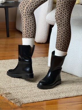 New Black Leather Women's Boots H&M
